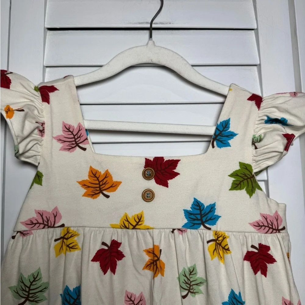 Eleanor Rose Kids Cream Dress/Tunic with Colorful Leaf Print Size 8-10